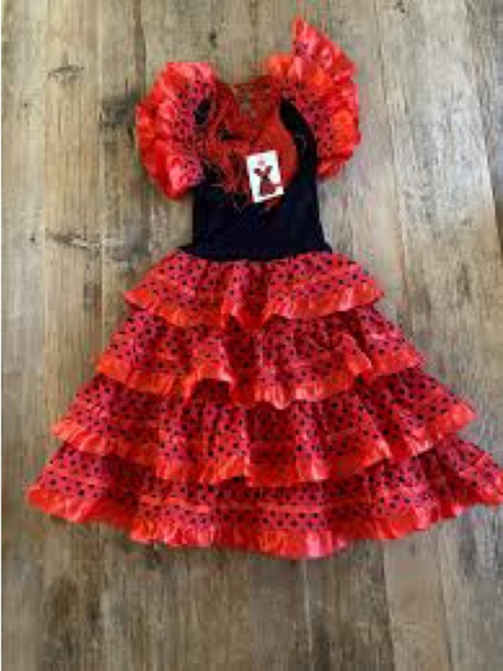Girls Red Flamenco Ruffled Dance Costume Dress